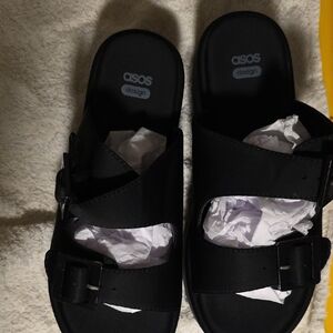 ASOS Black Buckle Slide Sandals